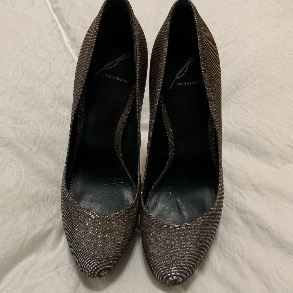 Brian Atwood two tone glittery heels